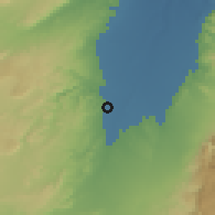 Shaded relief of the 56 km around Merkaz Shappira, drawn from the GMTED2010 grid