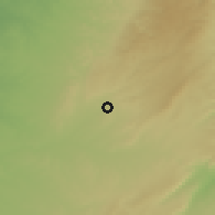 Shaded relief of the 56 km around Metar, drawn from the GMTED2010 grid