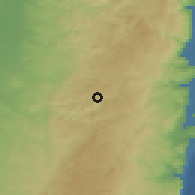 Shaded relief of the 56 km around Mevasserat Ziyyon, drawn from the GMTED2010 grid