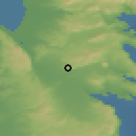 Shaded relief of the 56 km around Migdal Ha'Emeq, drawn from the GMTED2010 grid