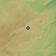 Shaded relief of the 56 km around Mizpe Ramon, drawn from the GMTED2010 grid