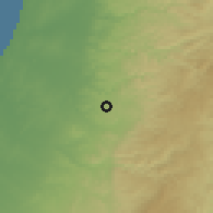 Shaded relief of the 56 km around Modi'in-Makkabim-Re'ut, drawn from the GMTED2010 grid