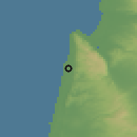 Shaded relief of the 56 km around 'Atlit, drawn from the GMTED2010 grid