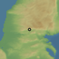 Shaded relief of the 56 km around Nahef, drawn from the GMTED2010 grid