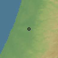 Shaded relief of the 56 km around Nehalim, drawn from the GMTED2010 grid