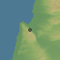Shaded relief of the 56 km around Nesher, drawn from the GMTED2010 grid