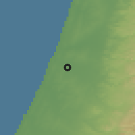 Shaded relief of the 56 km around Azur, drawn from the GMTED2010 grid