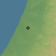 Shaded relief of the 56 km around Nes Ẕiyyona, drawn from the GMTED2010 grid