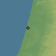 Shaded relief of the 56 km around Netanya, drawn from the GMTED2010 grid