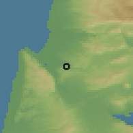 Shaded relief of the 56 km around Nofit, drawn from the GMTED2010 grid
