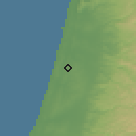 Shaded relief of the 56 km around Nordiyya, drawn from the GMTED2010 grid
