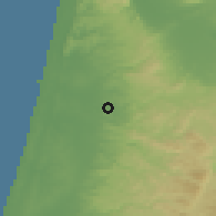 Shaded relief of the 56 km around Baqa-Jatt, drawn from the GMTED2010 grid