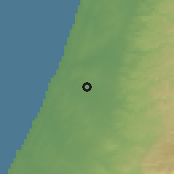 Shaded relief of the 56 km around Or Yehuda, drawn from the GMTED2010 grid