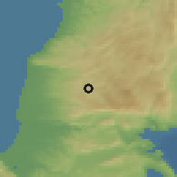 Shaded relief of the 55 km around Peqi'in, drawn from the GMTED2010 grid