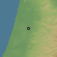Shaded relief of the 56 km around Qalansawe, drawn from the GMTED2010 grid