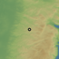 Shaded relief of the 56 km around Qedummim, drawn from the GMTED2010 grid