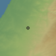 Shaded relief of the 56 km around Qiryat Gat, drawn from the GMTED2010 grid