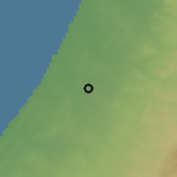 Shaded relief of the 56 km around Qiryat Mal'akhi, drawn from the GMTED2010 grid
