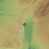 Shaded relief of the 55 km around Qiryat Shemona, drawn from the GMTED2010 grid