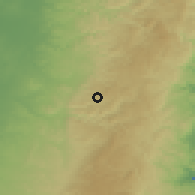 Shaded relief of the 56 km around Qiryat Ye'arim, drawn from the GMTED2010 grid
