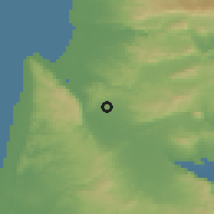 Shaded relief of the 56 km around Ramat Yishay, drawn from the GMTED2010 grid