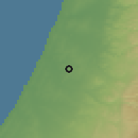Shaded relief of the 56 km around Reẖovot, drawn from the GMTED2010 grid