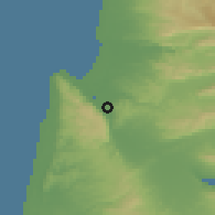 Shaded relief of the 56 km around Rekhasim, drawn from the GMTED2010 grid