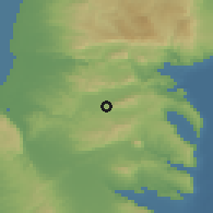 Shaded relief of the 56 km around Rumat Heib, drawn from the GMTED2010 grid