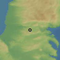 Shaded relief of the 56 km around Sakhnin, drawn from the GMTED2010 grid