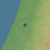 Shaded relief of the 56 km around Savyon, drawn from the GMTED2010 grid