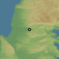 Shaded relief of the 56 km around Sha'ab, drawn from the GMTED2010 grid