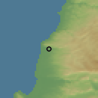 Shaded relief of the 55 km around Shelomi, drawn from the GMTED2010 grid