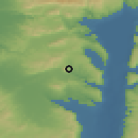Shaded relief of the 56 km around Shibli-Umm Al-Ghanam, drawn from the GMTED2010 grid