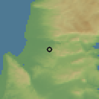 Shaded relief of the 56 km around Tamra, drawn from the GMTED2010 grid