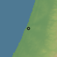 Shaded relief of the 56 km around Tel Aviv-Yafo, drawn from the GMTED2010 grid