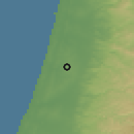 Shaded relief of the 56 km around Tel Mond, drawn from the GMTED2010 grid