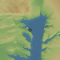 Shaded relief of the 56 km around Tiberias, drawn from the GMTED2010 grid