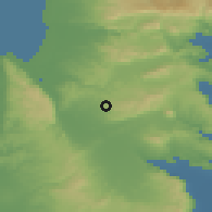 Shaded relief of the 56 km around Timrat, drawn from the GMTED2010 grid