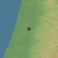 Shaded relief of the 56 km around Tire, drawn from the GMTED2010 grid