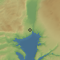 Shaded relief of the 55 km around Tuba-Zangariyye, drawn from the GMTED2010 grid