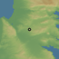 Shaded relief of the 56 km around Zarzir, drawn from the GMTED2010 grid