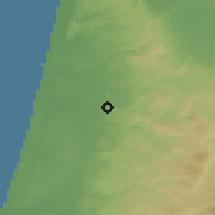 Shaded relief of the 56 km around Zemer, drawn from the GMTED2010 grid