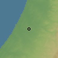 Shaded relief of the 56 km around Bene Ayish, drawn from the GMTED2010 grid