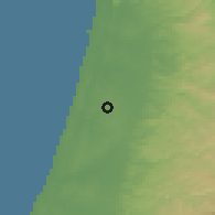 Shaded relief of the 56 km around Ẕoran-Qadima, drawn from the GMTED2010 grid