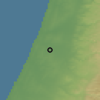 Shaded relief of the 56 km around Bet Dagan, drawn from the GMTED2010 grid