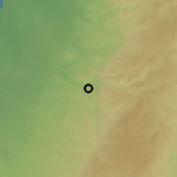 Shaded relief of the 56 km around Bet Shemesh, drawn from the GMTED2010 grid