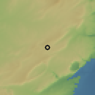 Shaded relief of the 56 km around Dimona, drawn from the GMTED2010 grid