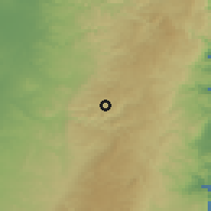 Shaded relief of the 56 km around 'Ein Naqquba, drawn from the GMTED2010 grid