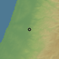 Shaded relief of the 56 km around El'ad, drawn from the GMTED2010 grid