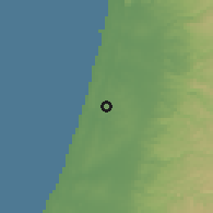 Shaded relief of the 56 km around Even Yehuda, drawn from the GMTED2010 grid